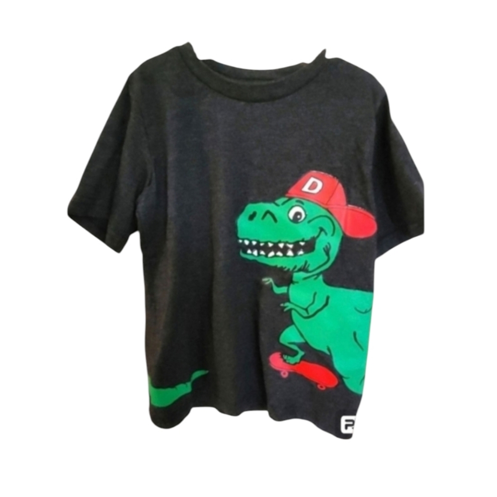 Eighty Eight Brand T-Rex Dinosaur Skateboard Black Green Tee Shirt Size 4T Boys